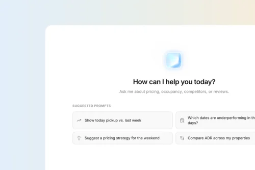 L’Agentic Revenue Management per hotel che lavora per voi | Brainy RMS Interfaccia di assistente AI con suggerimenti su prezzi, occupazione e recensioni